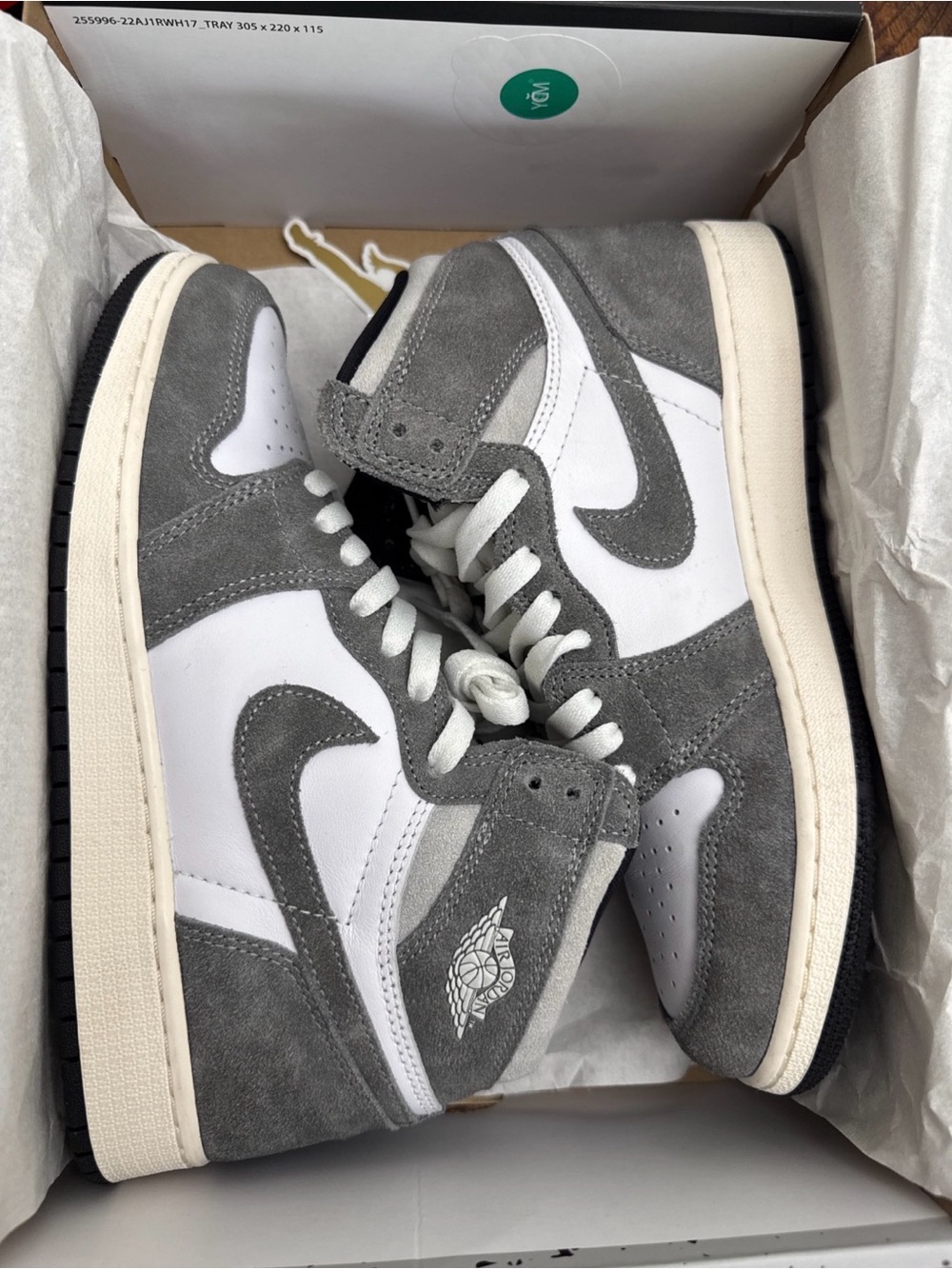 Jordan Grey Suede & White Leather High-Top Sneakers